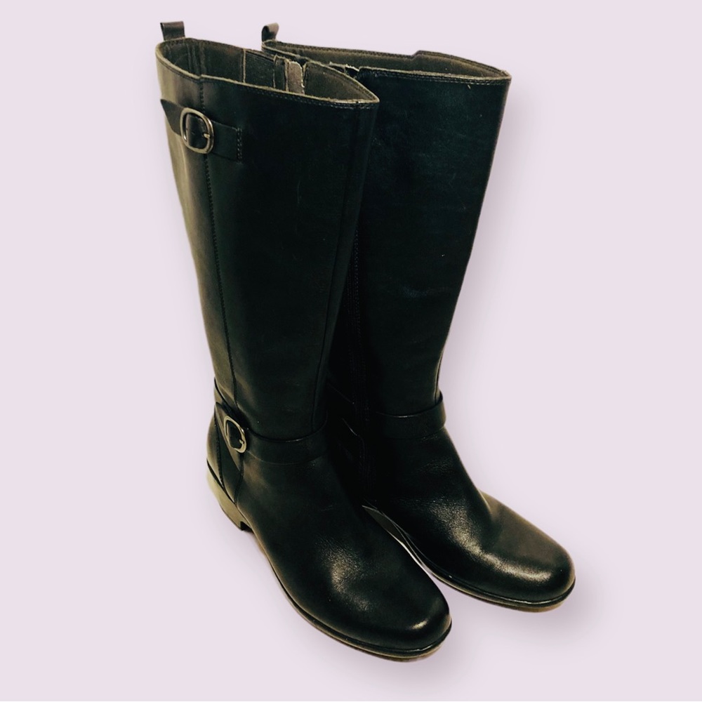 Clarks Malia Poplar Women’s Black Genuine Leather Tall Boots-  Size US 10